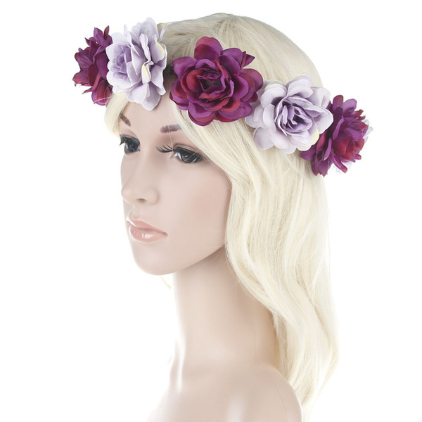 Bohemia Handmade Flower Crown Wedding Wreath Bridal Headdress Hairband Hair Band Accessories for Women Lady