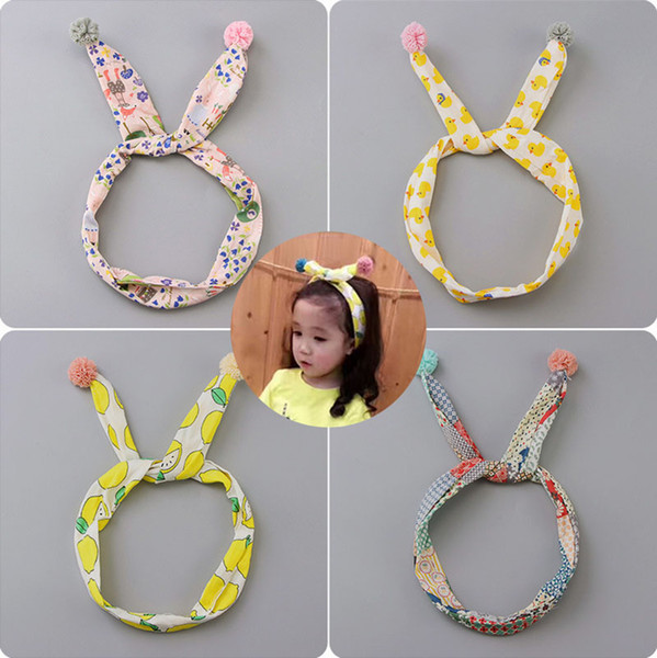 Baby Headbands Rabbit Ear Headband for Girls Fashion Princess Elastic Hairbands Kids Rabbit Print Headwear Children's Photography Props