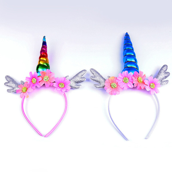 Kids Unicorn Horn Hairband Easter Bonus for Party DIY Hair Accessoriess floral Unicorn Headband Glitter Deer Elk Hairbands