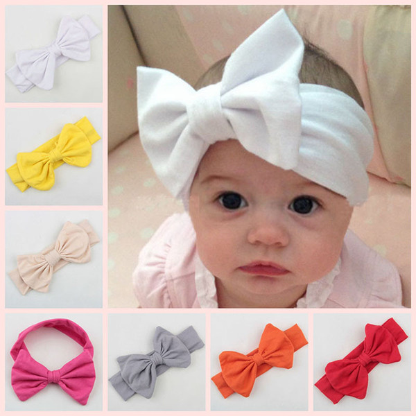 12 Colors New Cotton Baby Girl Cute Bow Headband Hair Bandeau Bow Hair Band Cute Baby Wearing of Head Scarves for Children Bow