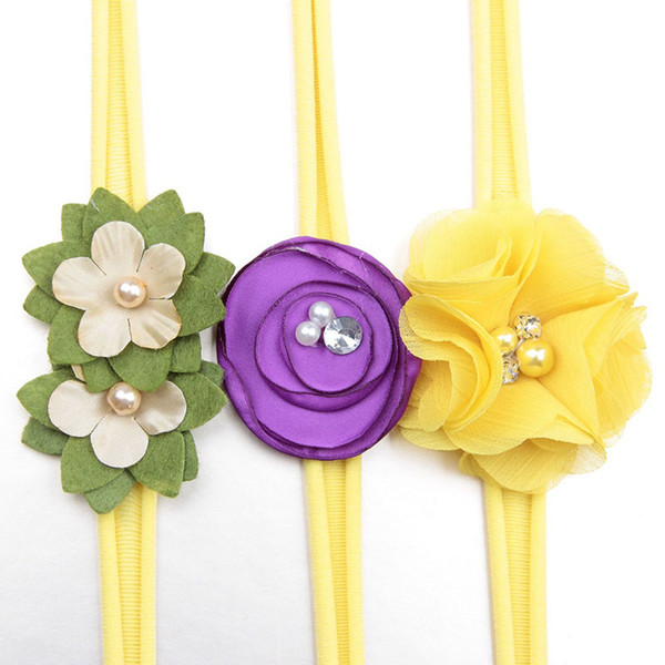 Baby Girl Boy Spandex Nylon Rabbit Ear Headband Children Skinny Stretchy Non-Marking Flower Bowknot Elastic Hair Band