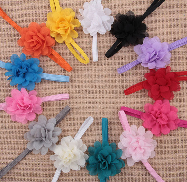 Hot Children's Headwear Cloth Tape Chiffon Flower Hair Band Headband for Baby Kids Girl Best Birthday Gift 13 Colors