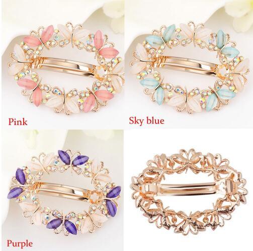 Fashion Girls Barrette Butterfly Hairpins Crystal Rhinestone Flower Women Hair Clip Hair Accessories