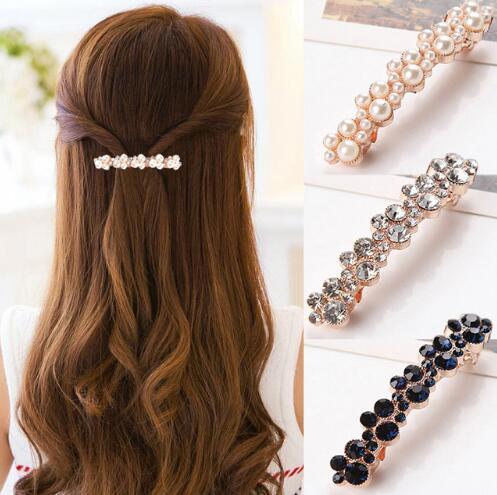 Hot Sale 5 Colors Korean Crystal Pearl Elegant Women Barrettes Hair Clip Hairgrips Hair Accessories