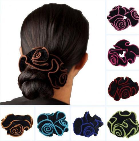 New Women Ladies Gold Velvet Flower Hair Scrunchies Headwear Ponytail Holder Hair Ties Ropes Elastic Hair Bands