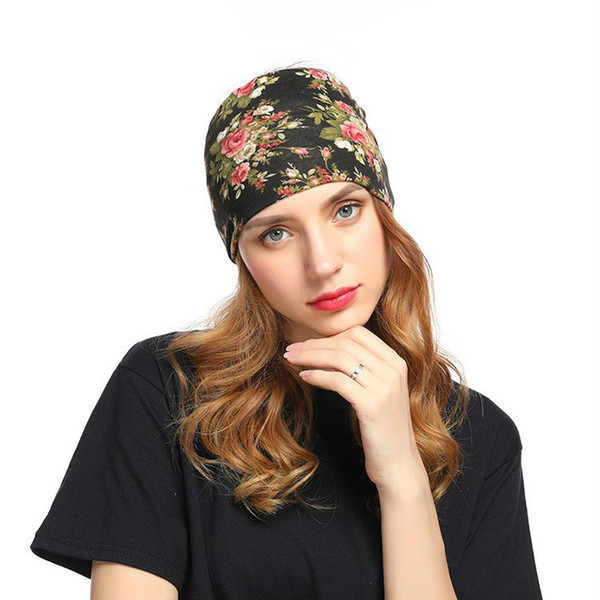 Fashion Flowers Print Wide Cotton Stretch Women Headbands Turban Headwear Bandage Sport Yoga Hair Bands Bandana