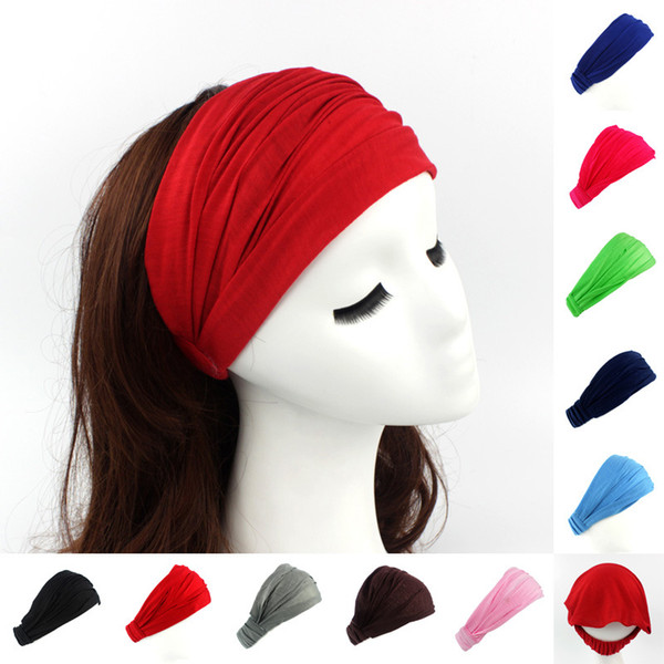 Ladies Colorful Cotton Elastic Turban Hairband Bath Mask Cosmetic Head Bands Sport Running Yoga Headband Wrap Neck Head Scarf Cap