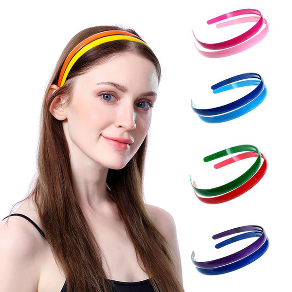 Candy Color Headband Hair Hoop Sweet Face Wash Bath Mask Cosmetic Plastic Hairband Rainbow Hair Accessory for Woman Girls