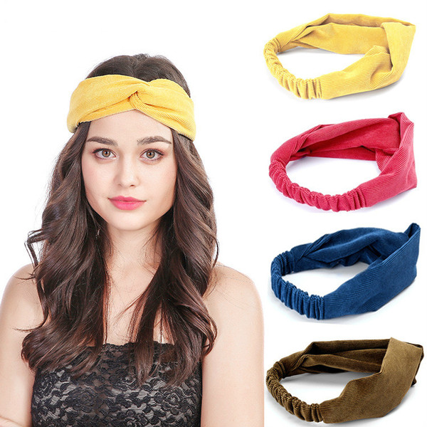 Woman Red Yellow Blue Knotted Turban Hair Accessories for Girls Turban Elastic Hairband Sport Yoga Head Wrap