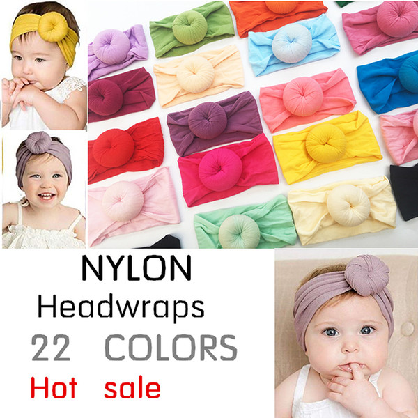 22 Colors New Solid Nylon Headband Bow Ball Headbands for Cute Kids Girls Children Soft Cotton Headband Party Headdress