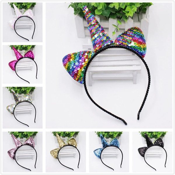 Fashion Sweet Lovely Magical Cartoon Unicorn Horn Floral Headband Kid Birthday Headband Fancy Party Headdress Decorative