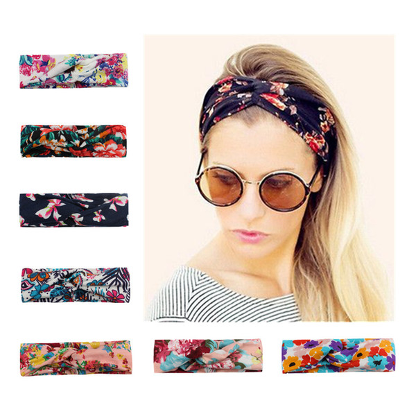 7 Colors Women Flowers Printed Headband Rope Twist Elastic Hair Bands Hair Women Female Turban Hair Accessories