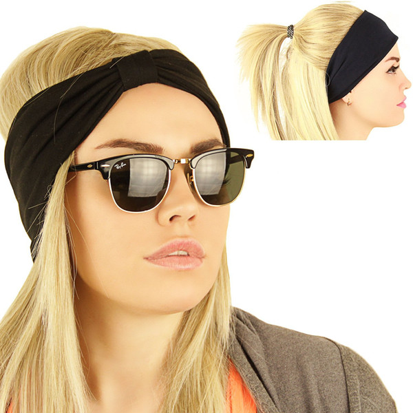 Black Grey Casual Twist Elastic Turban Headband for Women Sport Headbands Headwrap Hairband Headwear Bandana Hair Accessories Gifts