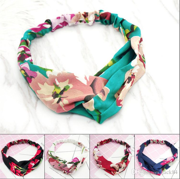 in stock Design 100% Silk Cross Headband Fashion Brand Elastic Hair bands For Women Girl Retro Floral Bird Turban Headwraps Gifts