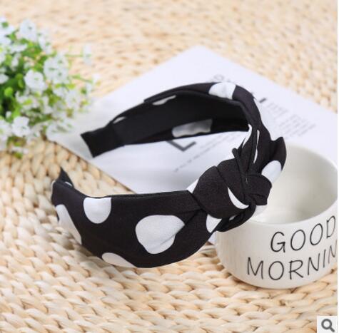 Autumn and winter new style hair hoop Korea simple small fresh cloth headwear color matching dot fashion headband