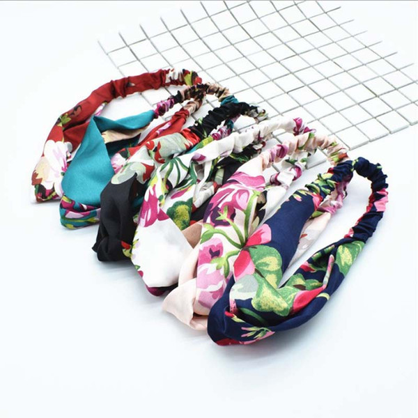 2019 korean style Women Hair Accessories Turban flower Headband Floral Prints Bandanas Elastic Hair Bands Gum Hair for Girls