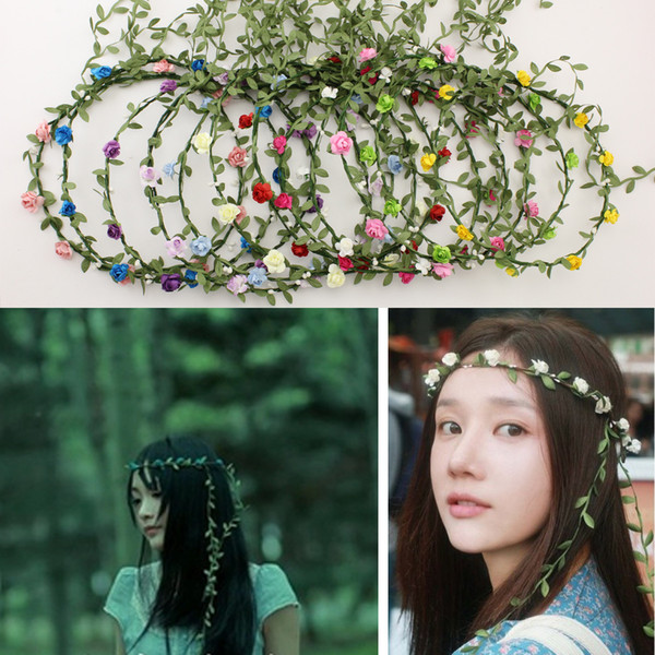 20pcs mixed colorBride Bohemian Flower Headband Festival Wedding Floral Garland Hair Band Headwear Hair Accessories for Women