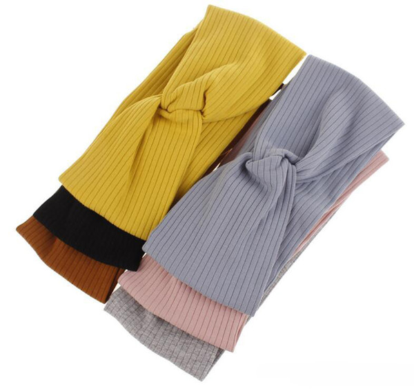 2019 New 100% Cotton Cross Headband For Women Fashion Pinstripe Elastic Hair Bands Girl Candy Color Turban Head Wraps Gifts