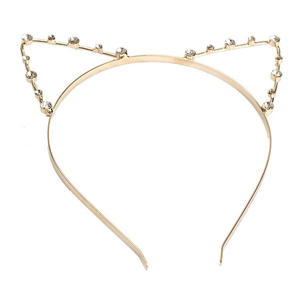 Cute Cat Ear HeadBand Beaded Hair Band Metal Fashion Pearl Gold Silver For Girls Women Free dropship wholesale