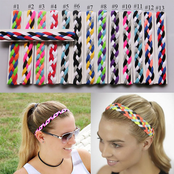 Softball Running Sports Braided Headbands Sweat Silicone Non Slip Grip Scrunchy Women Girl Soccer Yoga Elastic Hair Bands