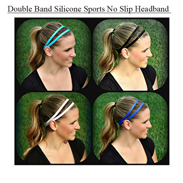 Double Band Silicone Lined Sports No Slip Headband (Running, Workout, Athletics, Yoga, Spartan)