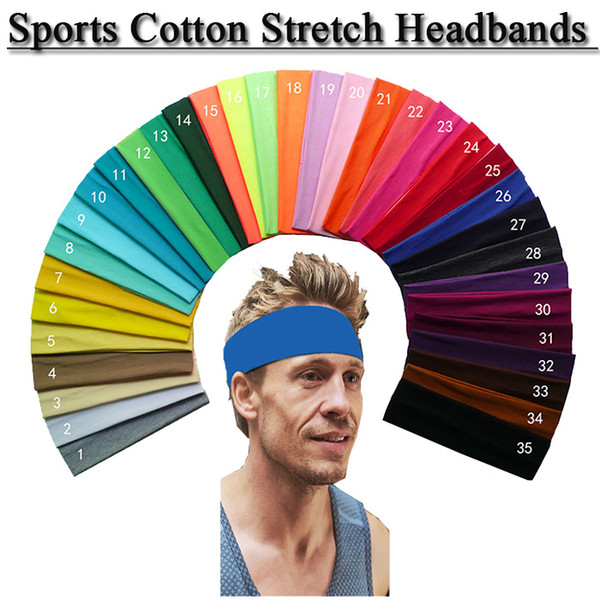 2017 Elastic Soft Headband Head Band Hairband Gym Sports Excise Yoga Sweatband 35 color