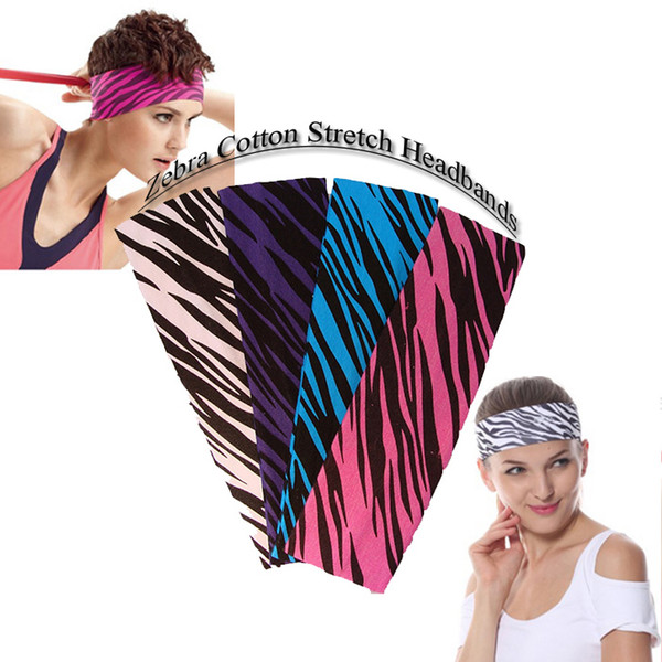 2 inch Zebra Printing Cotton Stretch Headbands Joggin Sports Girls Hair Bands Bandage On Head Gum Turban Bandana