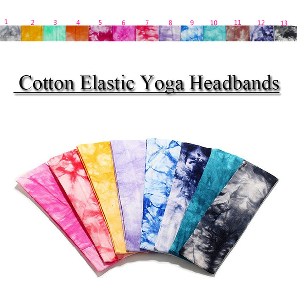 stretch womens jersey tie dye soft headband hair band multi-color yoga 13 color