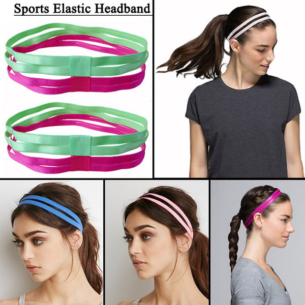 11 color Double Elastic Headband Softball Anti-slip Silicone Rubber Hair Bands Bandage On Head For Hair Scrunchy