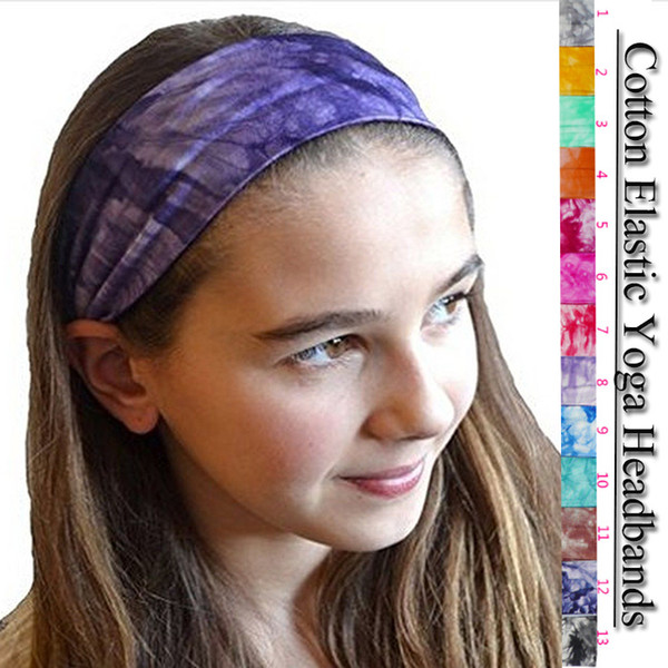 Tie Dye Purple stretch womens jersey soft wide headband hair band ouch less fun gym