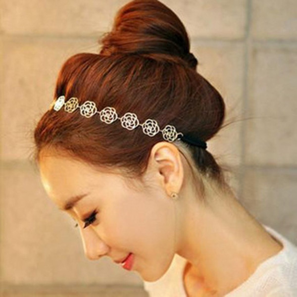 2018 New Arrival Hot Sale Golden Happy Birthday The Korean Minimalist Small Fresh Hair Ornaments Female Technician with Hollow Rose Headband