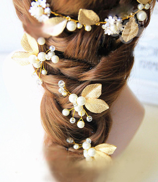 New fashion hand-woven pearl flower bridal headdress earrings set wedding photography hair accessories Jewelry Gift