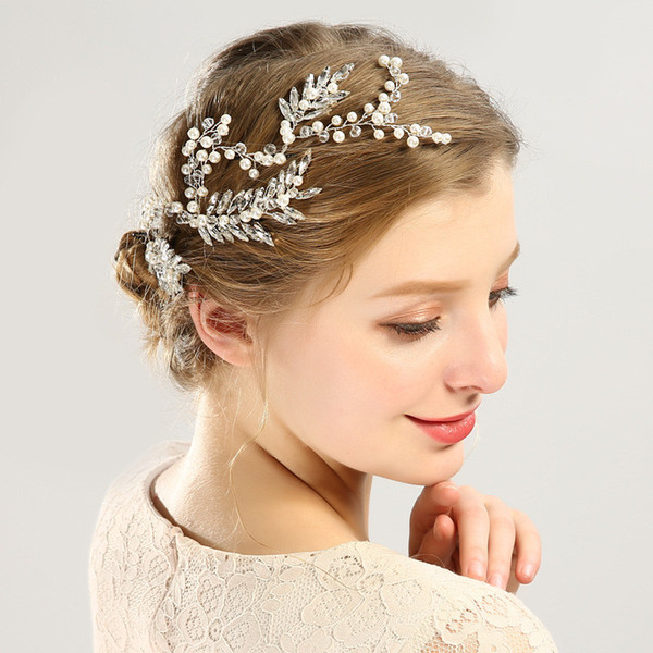 Fashion only beautiful artificial pearl crystal bride headdress hand-woven wedding photography fashion hair accessories Jewelry Gift