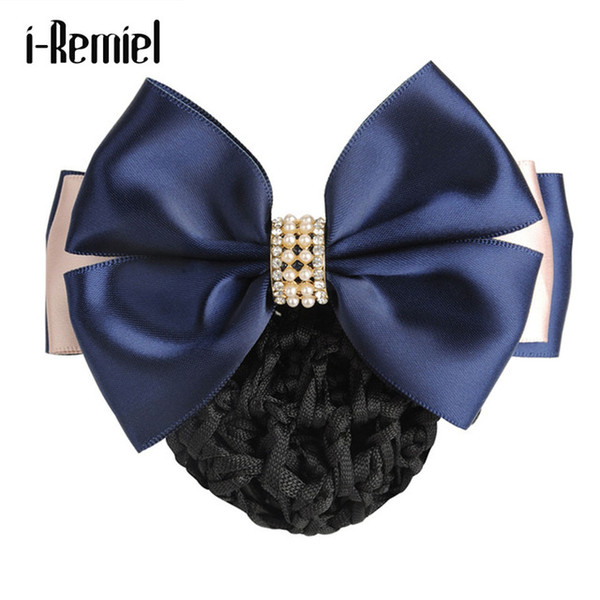 i-Remiel Hairgrips Floral Lace Satin Hair Cover Stylish Bun Net Snood Bow Crochet Accesories Hair Clips Hair Headdress Women