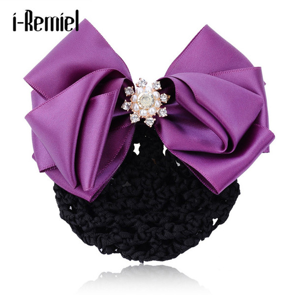 i-Remiel Floral Lace Satin Hair Clip Stylish Hairgrips Bowknot Bun Net Snood Crochet Hairpins Hair Clips For Women Lady