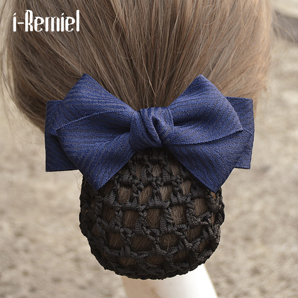 i-Remiel Ribbon Flower Hair Clip Tulle Hairgrips Crochet Bowknot Bow Bun Net Snood Barrettes For Women Hair Headdress Lady Women