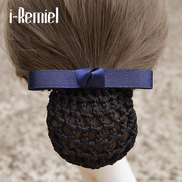 i-Remiel Tulle Ribbon Stylish Hair Clip Bun Net Snood Bowknot Crochet Bow Headdress Hair Clips Hair Jewellery Women