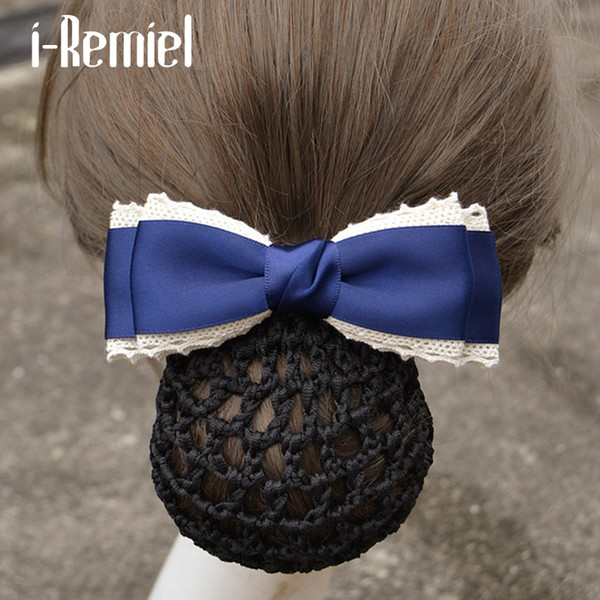 i-Remiel Stylish Floral Lace Satin Flower Crochet Bow Bowknot Bun Net Snood Hair Accessorie Hair Headdress Hair Clips Women Lady