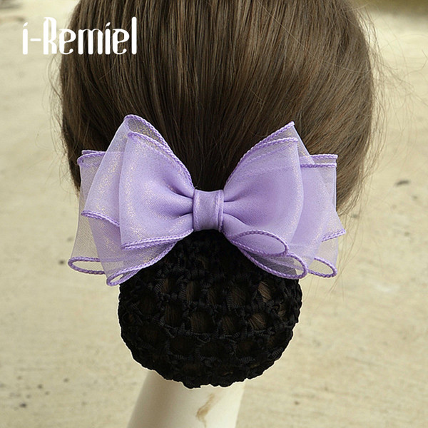 i-Remiel Ribbon Tulle Stylish Bow Bun Net Snood Crochet Hair Jewellery Hair Accessorie Hair Accessories For Women Tiara Lady