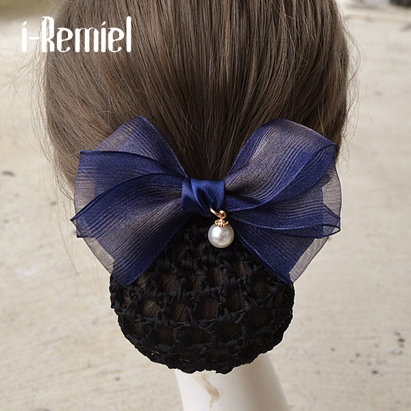 i-Remiel Floral Lace Satin Stylish Tulle Flower Hairgrips Bow Crochet Bun Net Snood Bowknot Jewelry Hair Jewelry Lady Women