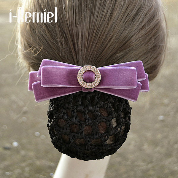 i-Remiel Hair Clip Floral Lace Satin Hair Cover Flower Bowknot Crochet Bun Net Snood Jewelry Hair Accessorie Headdress Lady