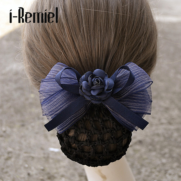 i-Remiel Ribbon Floral Lace Satin Tulle Crochet Bow Bun Net Snood Bowknot Hair Accessorie Hair Jewellery Hair Clip Women Lady