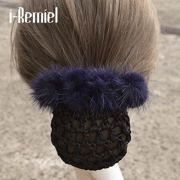 i-Remiel Tulle Hair ball Hairgrips Stylish Crochet Bun Net Snood Bowknot Hair Clips Head Jewelry Hair Jewelry Women