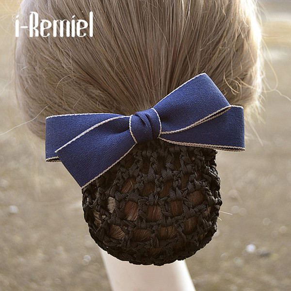 i-Remiel Floral Lace Satin Flower Hairgrips Ribbon Hair Clip Bowknot Crochet Bun Net Snood Bow Hair Jewellery Hair Cover Women