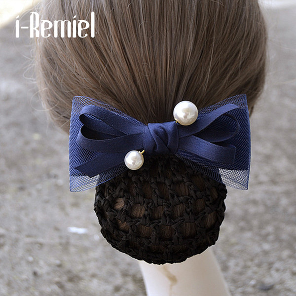 i-Remiel Hair Clip Stylish Tulle Hair Cover Bowknot Bow Crochet Bun Net Snood Hairpins Hair Clip Jewellery Accesories Women