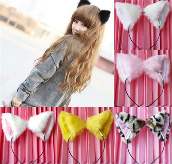 100pcs fashion Cat Fox Long Fur Ears Anime Neko Party Costume Hair Headband Cosplay J126