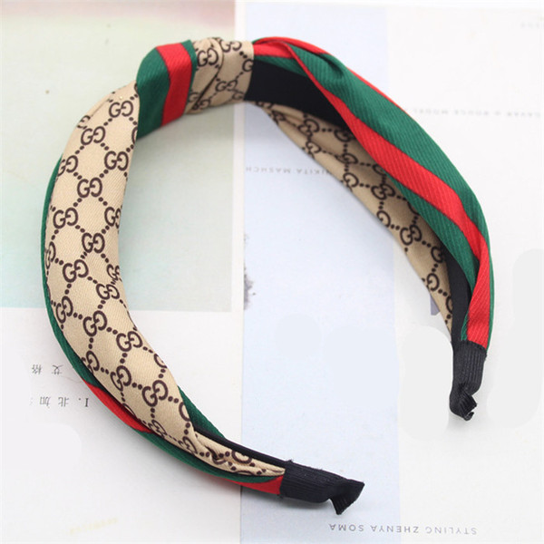 Europe and America popular hair hoop cloth green red stripe hair hoop high - grade tie stitching lattice hair hoop