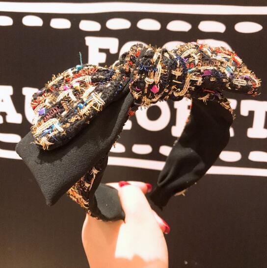 New Fashion Colorful Double Layer Bowknot Headband With Letters Hair Bands Women Girl Chic Hair Jewelry Accessories