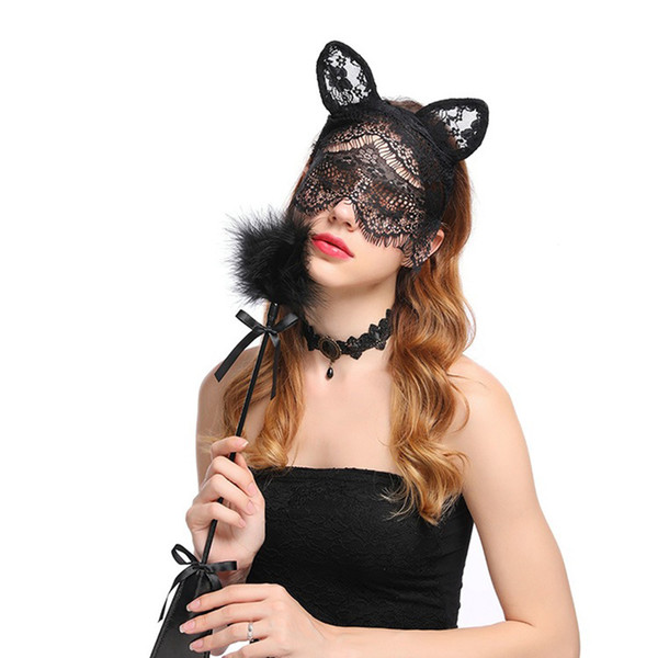 2019 European and American fashion new sexy catwoman lure sexy accessories lace cat black veil headband