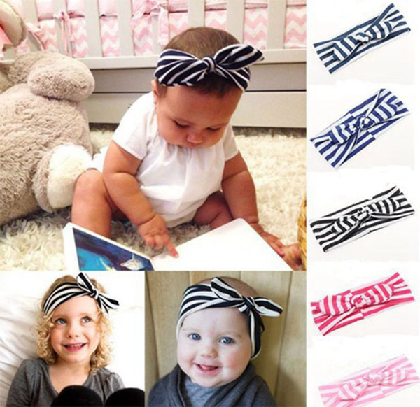 2019 European and American fashion men and women children with striped bow headband baby multicolor headband